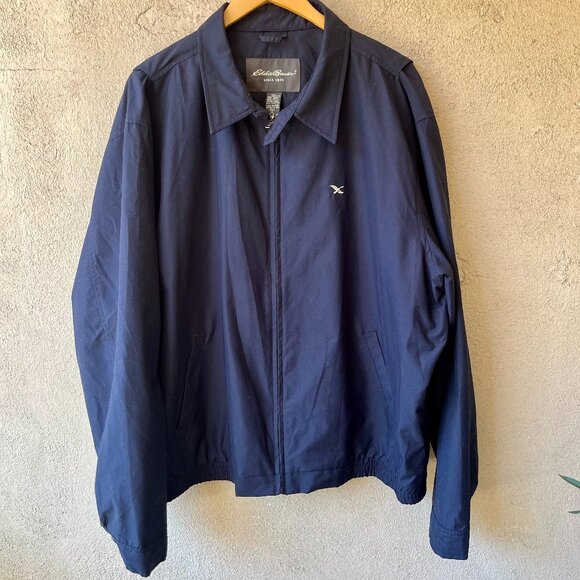 Eddie Bauer Men's Windbreaker Jacket Navy Full Zip Lined Size XL Tall - Picture 1 of 5